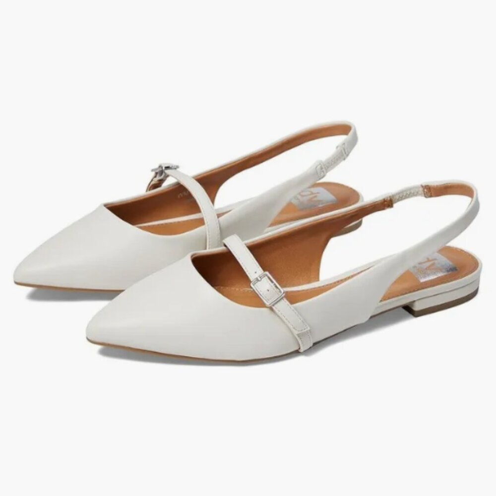 DV by Dolce Vita Chance Womens Flat Shoes Slingback IVORY Size 9